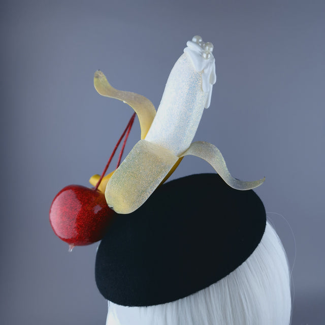 "Misbehave" Glittered Giant Cherries & Banana Food Fascinator Hat