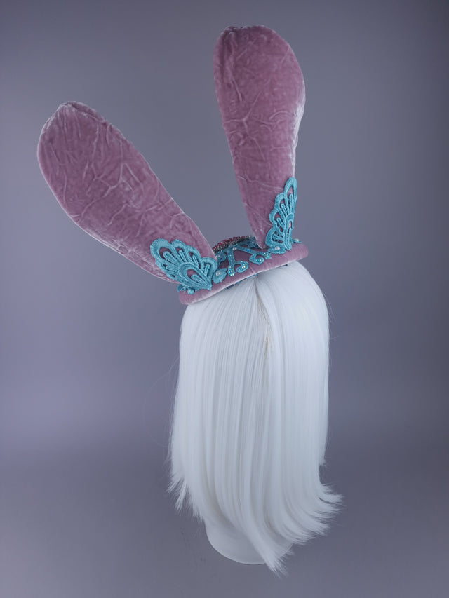 Pearls & Swine: Pink & Blue Bunny Rabbit Ear Fascinator Hat