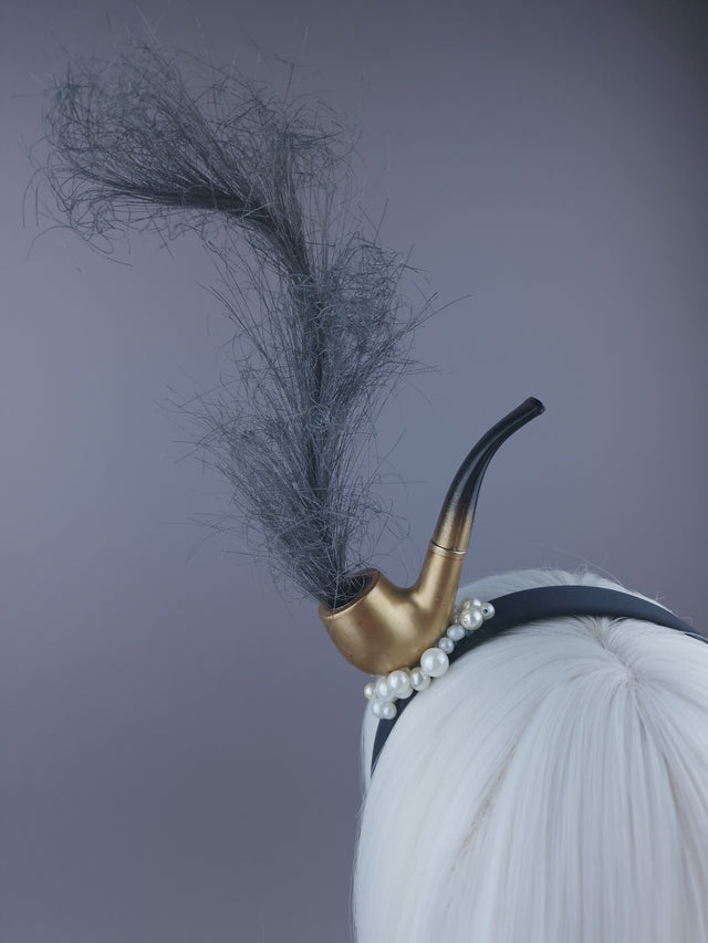 "This is Not a Pipe" Pearl & Smoke Headpiece