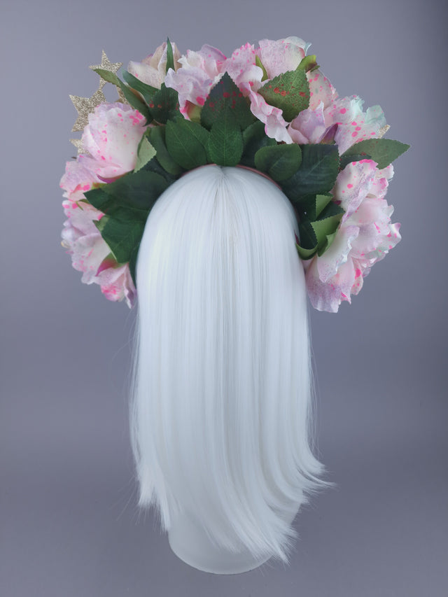 "Heavenly" Pastel Flower & Gold stars Headdress & Neckpiece