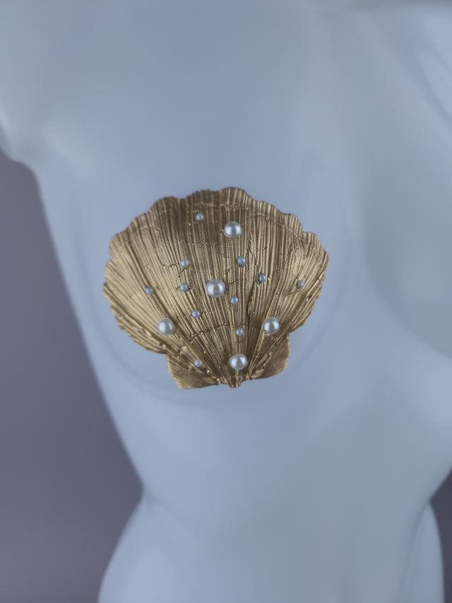 Pearls & Swine: Gold & Pearl Shell Mermaid Nipple Pasties "Ariel"