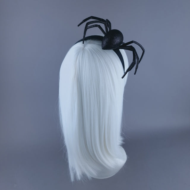 "Charlotte" Black Glitter Spider Headpiece