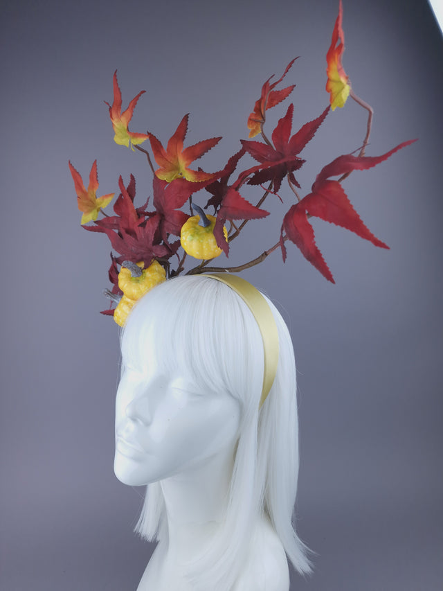 "Airi" Autumn Leaf & Pumpkin Headdress