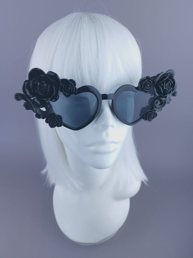 SPECIAL OFFER Black Roses Heart Shaped Sunglasses