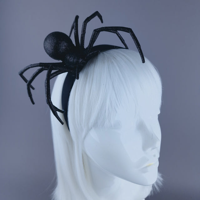 "Charlotte" Black Glitter Spider Headpiece