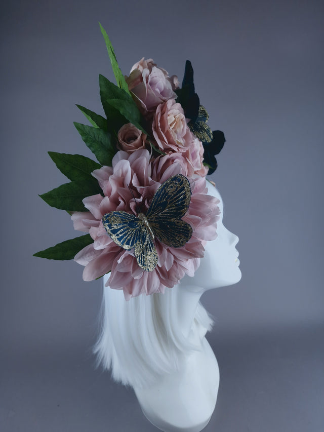 "Villa" Dusky Pink with Butterfly Headdress