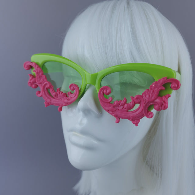 Pearls & Swine: Pink & Green Sunglasses - LIMITED EDITION