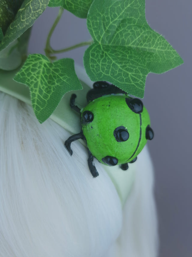 Pearls & Swine: Autumnal Headdress with Ladybird & Green Pumpkin "Snug"