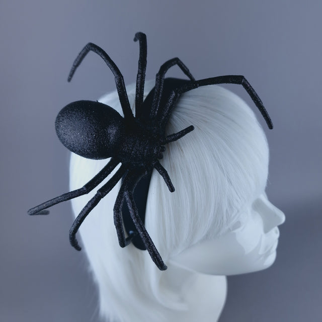 "Charlotte" Black Glitter Spider Headpiece