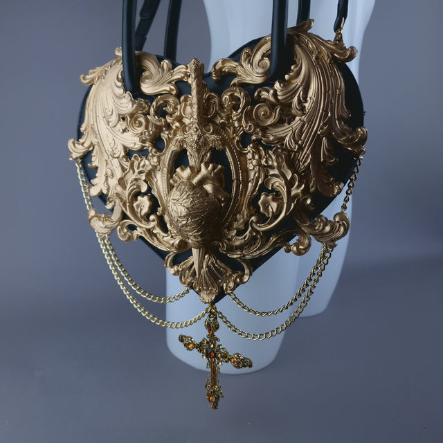 Gold Filigree Heart Shaped Handbag