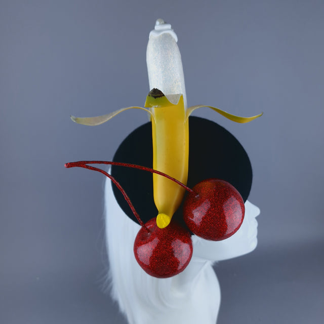 "Misbehave" Glittered Giant Cherries & Banana Food Fascinator Hat