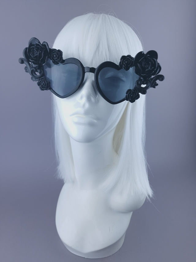 SPECIAL OFFER Black Roses Heart Shaped Sunglasses