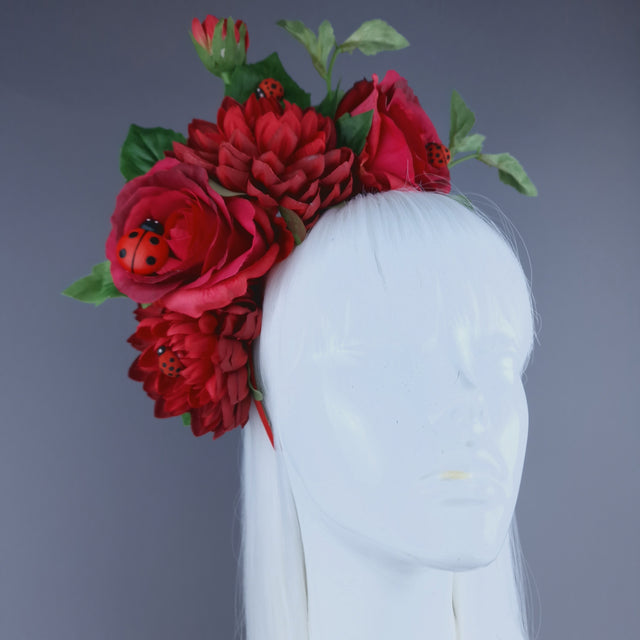"Buggg" Red Rose & Ladybird Flower Headdress