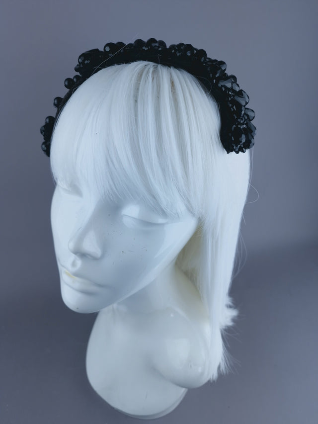 "Tempt" Black Bead Vintage Style Fascinator Hat