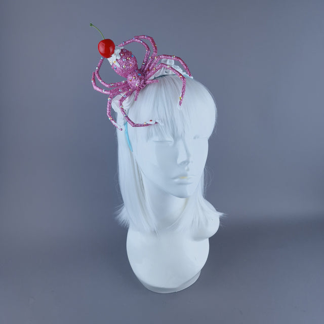 "Frostie" Pink Glitter Cherry Spider & Cream Headpiece
