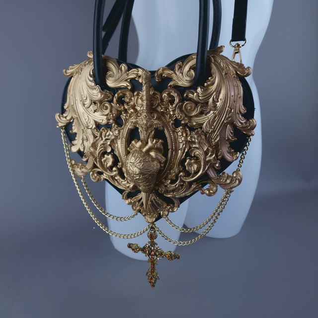 Gold Filigree Heart Shaped Handbag