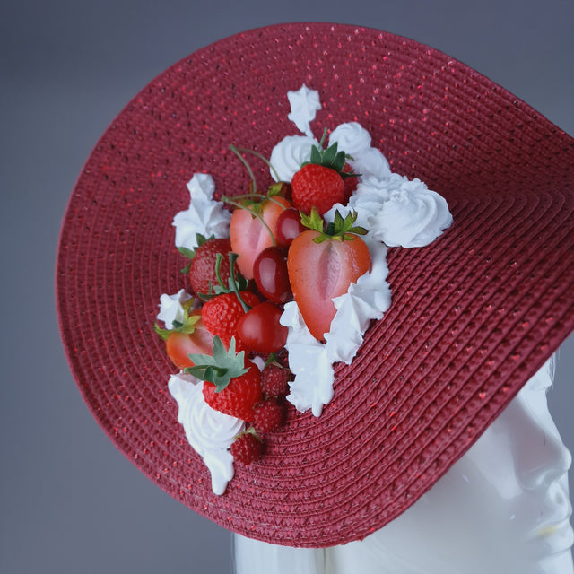 "Darling" Strawberry, Cherry & Cream Fruit Food Fascinator Hat