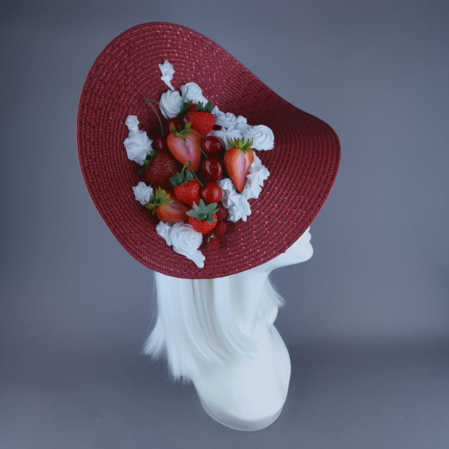 "Darling" Strawberry, Cherry & Cream Fruit Food Fascinator Hat