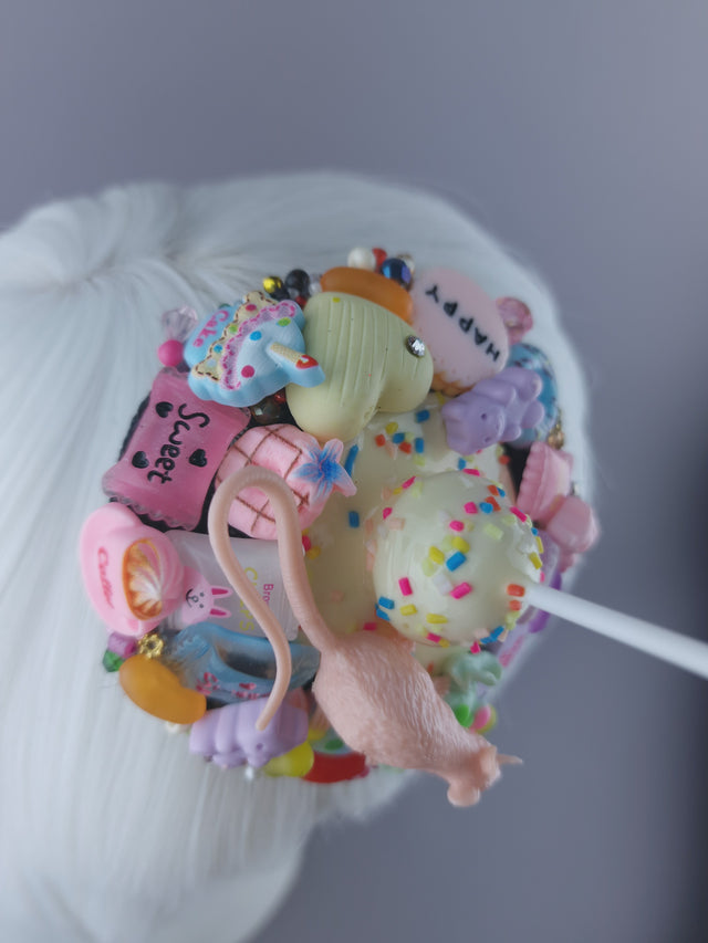 "Feast" Pink Rat & Candy Mini Fascinator