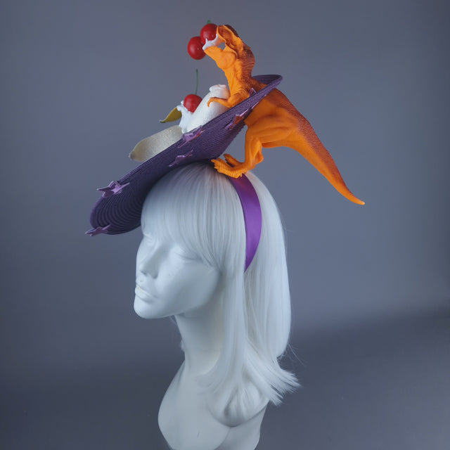 "T-RexX" Colourful Fruit & Dinosaur Fascinator Hat