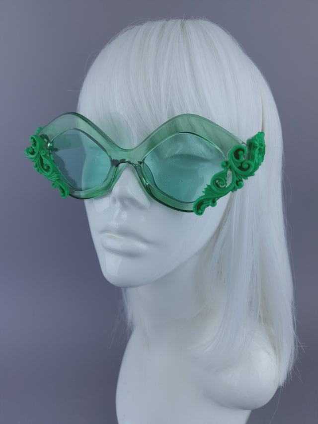 Pearls & Swine: Green Filigree Sunglasses - LIMITED EDITION