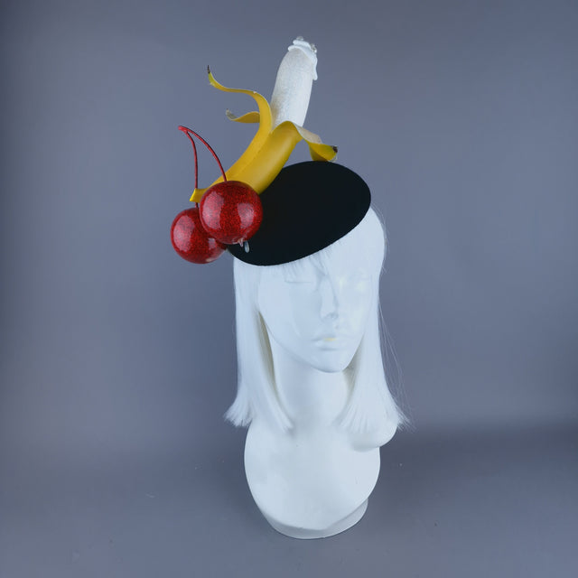 "Misbehave" Glittered Giant Cherries & Banana Food Fascinator Hat