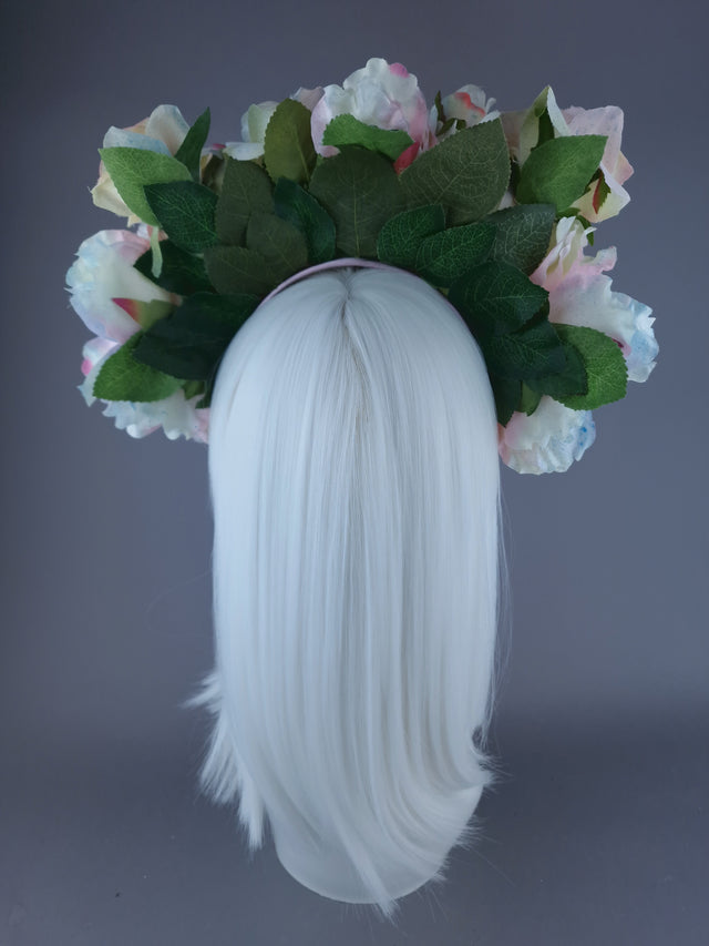 "Kirei" Pastel Rose & Flower Headdress & Neckpiece