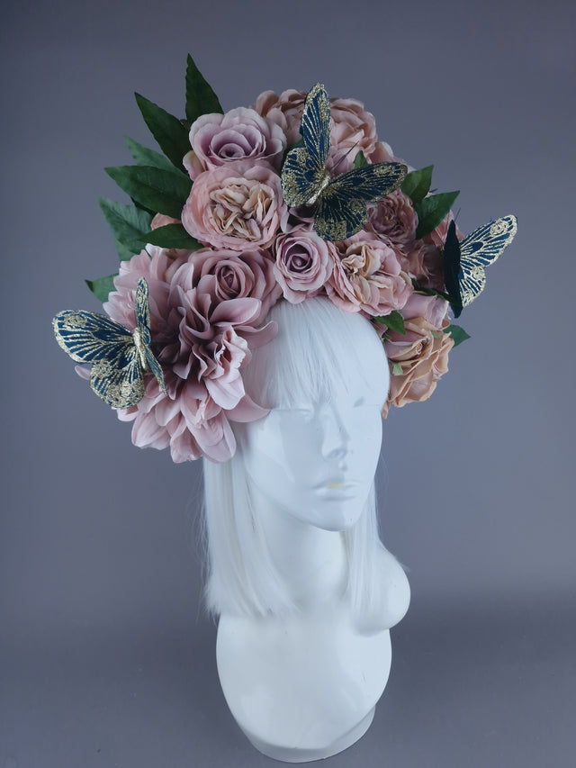 "Villa" Dusky Pink with Butterfly Headdress