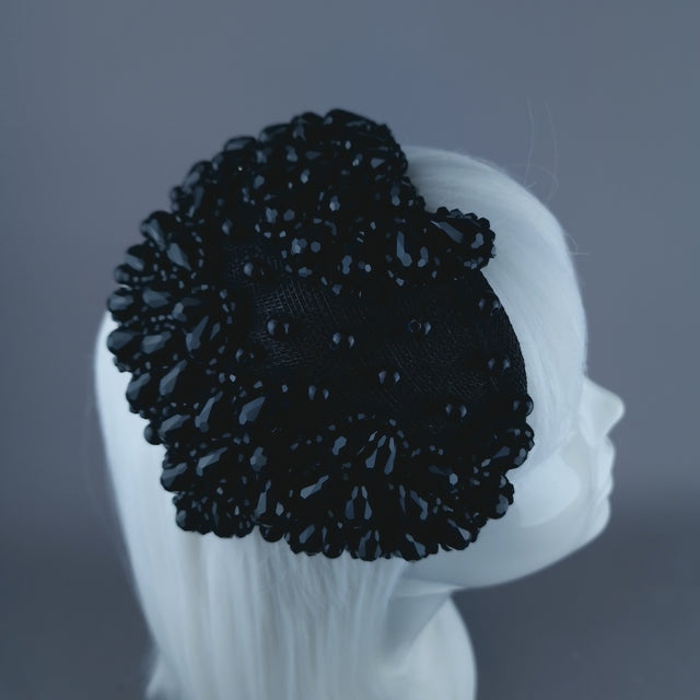 "Tempt" Black Bead Vintage Style Fascinator Hat