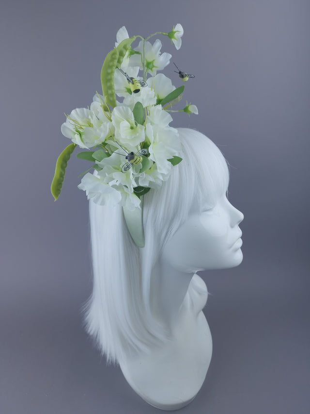 "Sweetpea" Sweet Pea Flowers, Pods & Bees Headdress