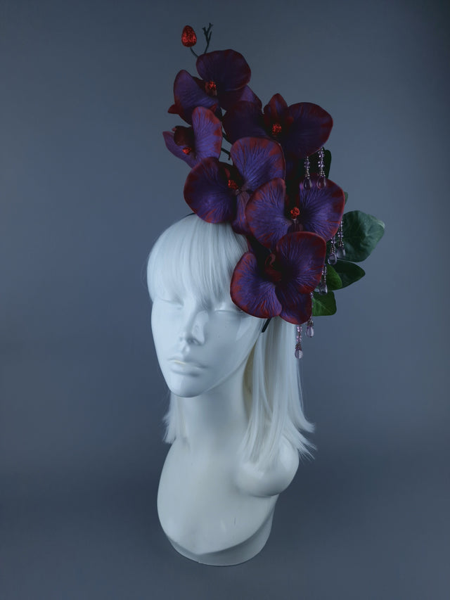 Red Purple Orchid Headdress