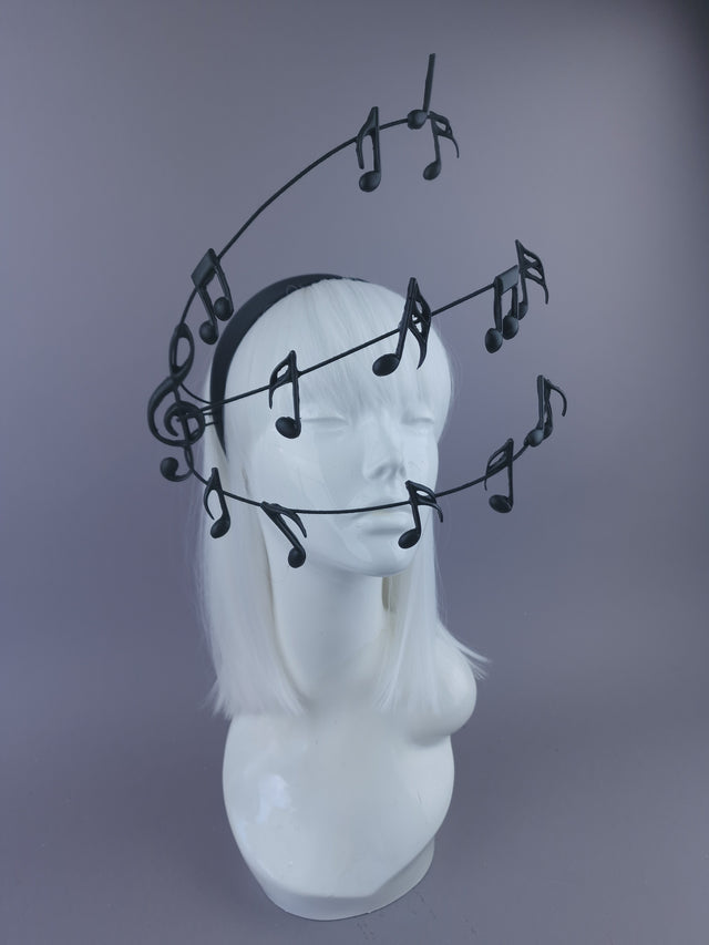 Pearls & Swine: Black Musical Notes Headpiece "Song"