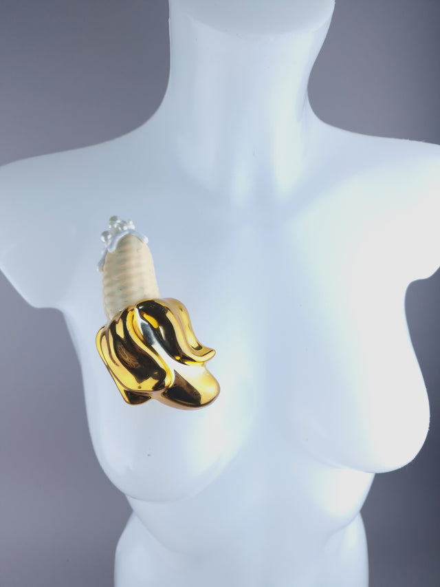 "Filthy Cute" Banana & Cream Brooch Jewellery