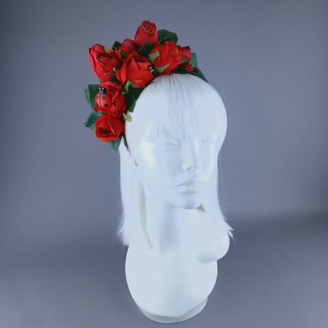 "Ladybug" Red Rose & Ladybird Flower Headdress