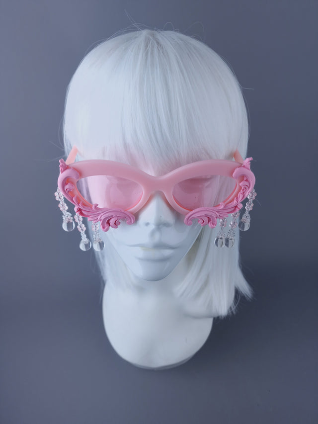 "Fianna" Pink Filigree Beading Sunglasses