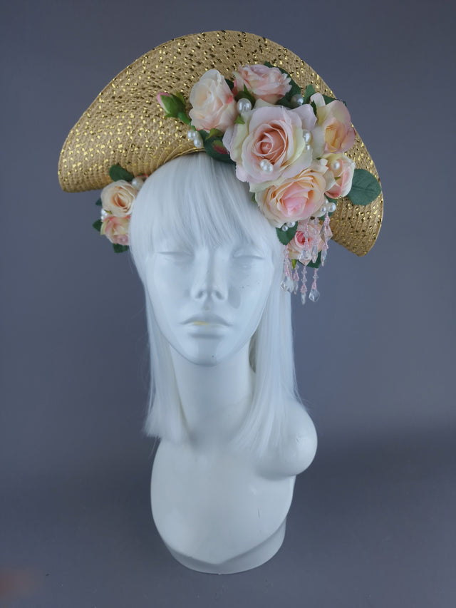 "Grace O'Malley" PInk Pirate Rose & Pearl Fascinator Hat