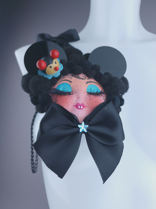 Black Ear Dollface Necklace Brooch Jewellery