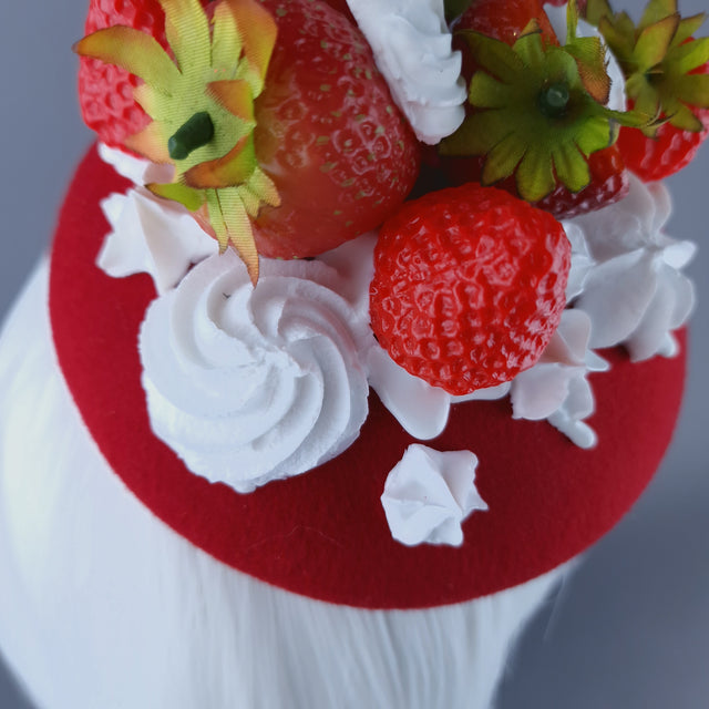 "Fragaria'" Strawberries & Cream Food Fascinator Hat