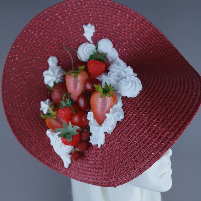 "Darling" Strawberry, Cherry & Cream Fruit Food Fascinator Hat