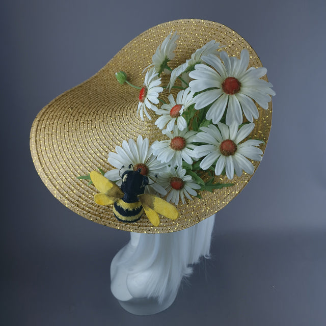 "Bumble" Daisy Flowers & Bee Fascinator Hat