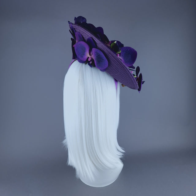 "Reign" Purple Filigree, Cherub & Orchid Fascinator Hat