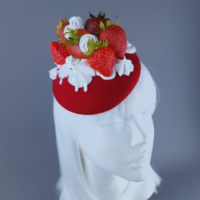 "Fragaria'" Strawberries & Cream Food Fascinator Hat