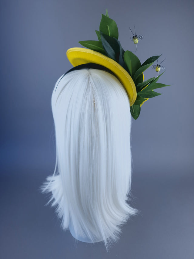 "Ludo" Yellow Lemon & Bees Fascinator Hat