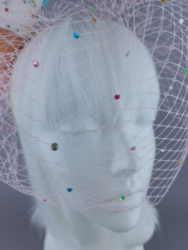 "Vanilla" Glittery Ice cream Veil headpiece