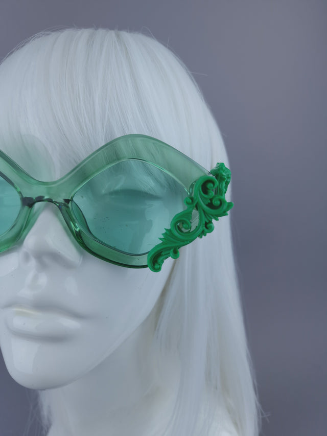 Pearls & Swine: Green Filigree Sunglasses - LIMITED EDITION
