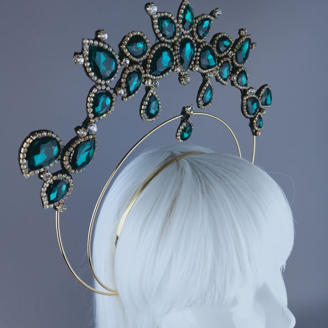Teal Green Jewel Halo Headdress