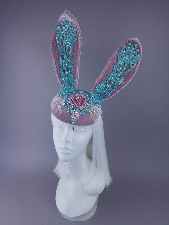 Pearls & Swine: Pink & Blue Bunny Rabbit Ear Fascinator Hat