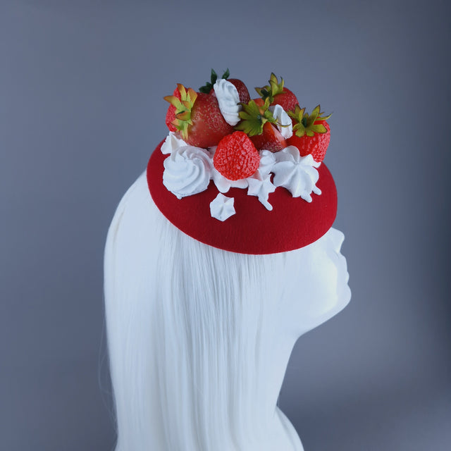 "Fragaria'" Strawberries & Cream Food Fascinator Hat