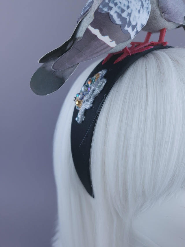 "Wabi-Sabi" Whimsical Pigeons in Love Poop Headband