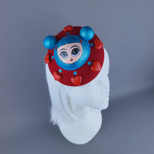 "Doodle" Dollface & Heart Fascinator Hat